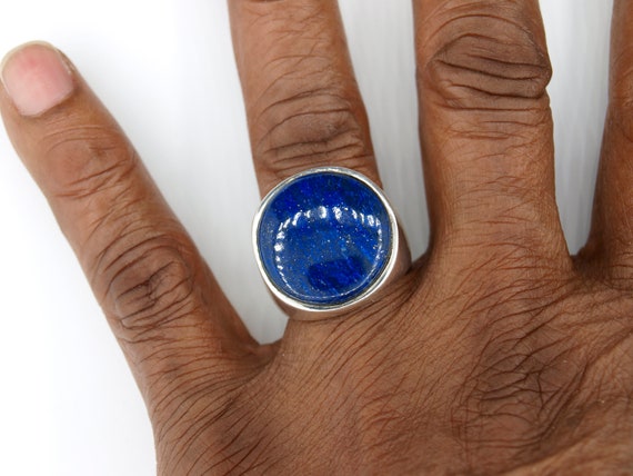 Solid Sterling Signet Ring Set with a Beautiful G… - image 9