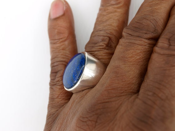 Solid Sterling Signet Ring Set with a Beautiful G… - image 10