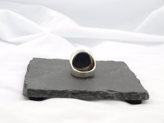 Solid Sterling Signet Ring Set with a Beautiful G… - image 6