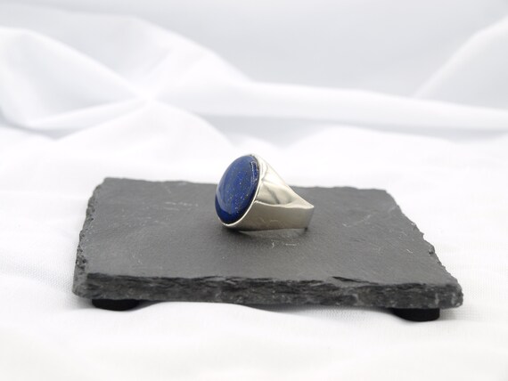 Solid Sterling Signet Ring Set with a Beautiful G… - image 2