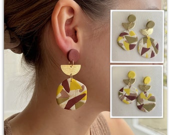 Polymer Clay Stud Earrings XL Earrings Terrazzo