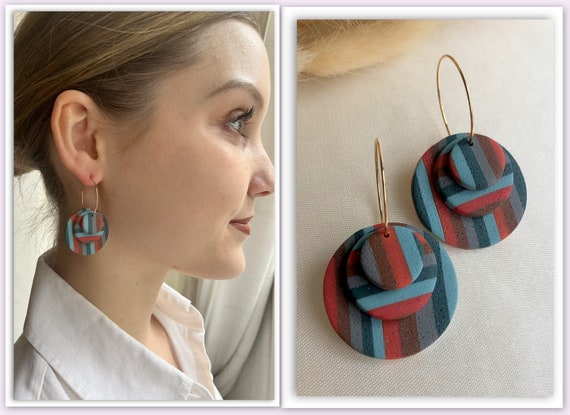 Striped polymer 2024 clay earrings