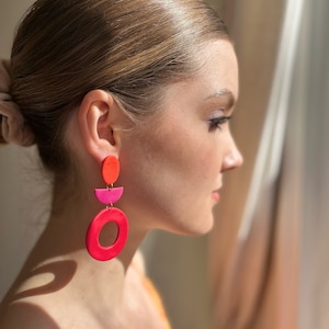 Polymer clay earrings statement 24 carat gold-plated, polymer clay earrings &quot;GLORIA&quot; XL