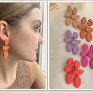 Pebble trio 5 colors polymer clay stud earrings