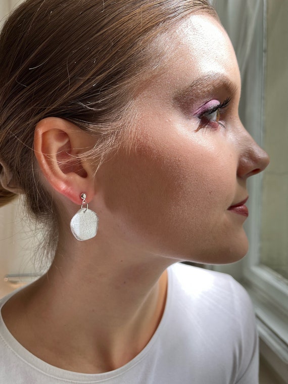 Polymer clay earrings with silver