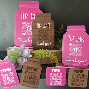 DIGITAL FILE - QR Code Tip Jars and Buttons - Wearable & Magnets - Cash App, Venmo, PayPal, ApplePay