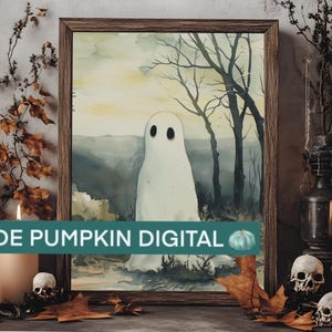 Halloween digital art, ghost painting, digital Halloween set, downloadable art, halloween prints, halloween decor
