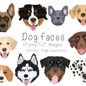 Hund Clipart, Hund ClipArt, Welpe Clipart, Hund Gesichter Clipart, druckbare Hundekunst, Deutscher Shepard, digitaler Download Hunde, golden Retriever