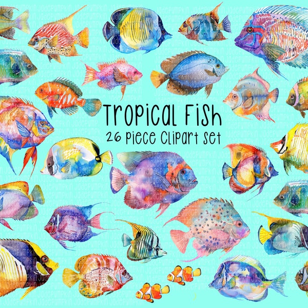 Watercolor Tropical fish clipart, tropical fish art, tropical fish, fish clipart, ocean clipart