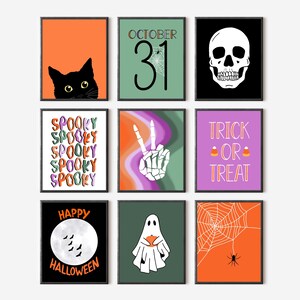 Halloween digital art set, digital Halloween set, downloadable art set, halloween prints, halloween decor