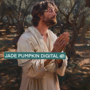 Lds Art, Christian art work, Christ in the Garden of Gethsemane, paintings of Christ, Christian digital art, Christ in an olive orchard