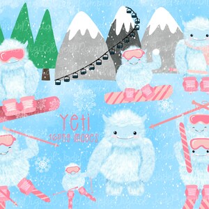 Image clipart yeti, clipart snowboard, clipart hockey, clipart yéti, téléchargement numérique art yeti, abominable bonhomme de neige