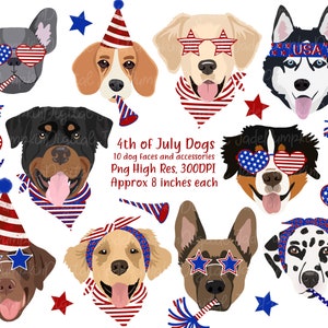 4. Juli Clipart, 4. Juli Clipart, druckbare Hundekunst, Deutscher Schäferhund, digitaler Download Hunde, golden Retriever, 4. Juli Hundekunst