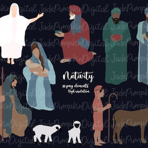 Nativity Clipart, nativity pieces digital download, Christmas Clipart, Jesus and Mary Clipart, downloadable nativity art, nativity clip art