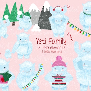 Cute Christmas clip art, yetis, yeti clip art, abominable snowman, snow monster, yeti family clip art, yeti digital files