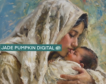 Christian Art Work, Mary and Baby Jesus, Christmas digital art, Baby Jesus Painting, Jesus and Mary, lds artwork