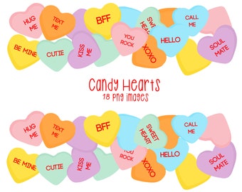 Candy Heart Clipart, candy heart art download, Valentines Day Clip Art, digital valentines art, Valentine’s Day Clipart, candy heart arr