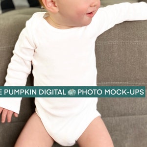 Carter Langarm Bodysuit Mock Up, Weißer Strampelanzug Mock Up, Baby Strampelanzug Mock Up