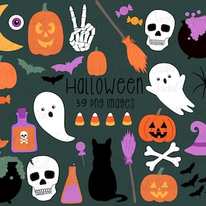 Halloween Clipart, line drawing Halloween Clipart,  Halloween Clip art, minimalist Halloween Clipart , Bats, Ghosts, Black Cat