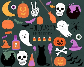 Halloween Cliparts, Linie Zeichnung Halloween Cliparts, Halloween Clip Art, minimalistische Halloween Cliparts, Fledermäuse, Geister, schwarze Katze