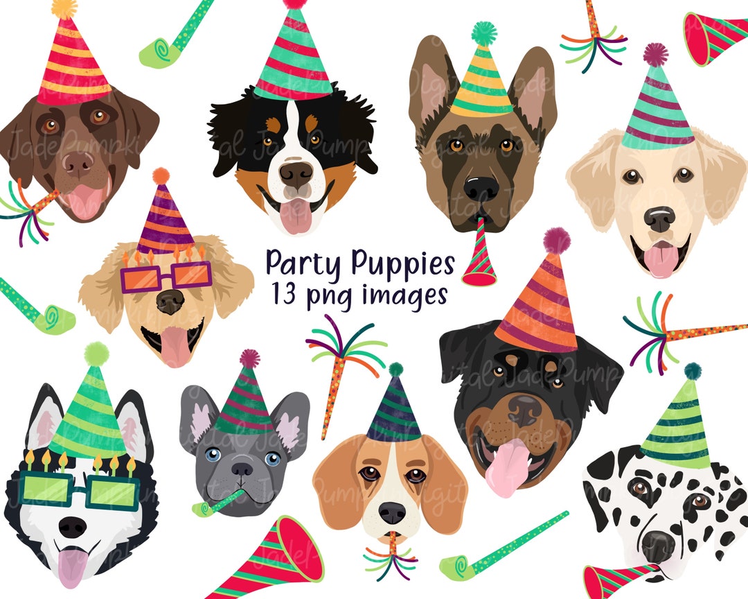 Party Dog Clip Art, Birthday Clipart , Puppy Clip Art, Printable Dog ...