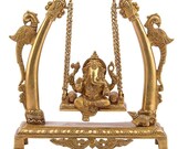 Anuken Decor Brass Ganesh Bhagwan Jhula Idol Ganesha Swing Statue Ganpati Bappa Jhoola