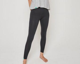 Black Organic Cotton Leggings - Soft and Breathable - Slim Fit - Ethical and Sustainable Women's Clothing - Cotton Rich