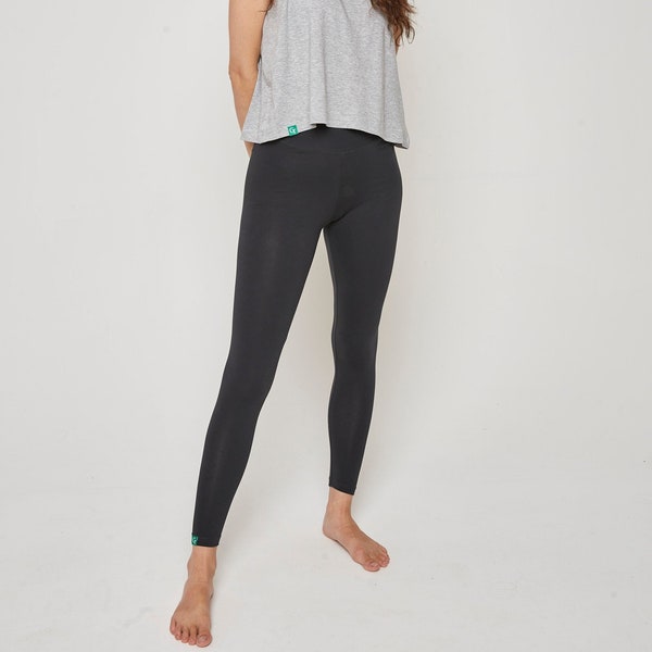 Black Organic Cotton Leggings - Soft and Breathable - Slim Fit - Ethical and Sustainable Women's Clothing - Cotton Rich
