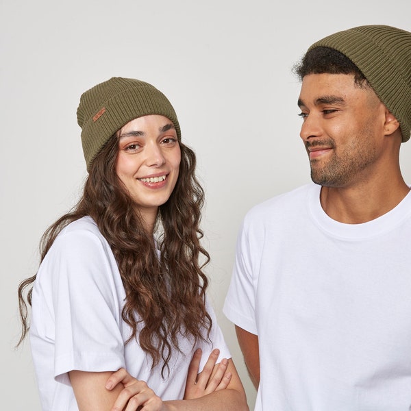 Organic Cotton Fisherman Beanie - Khaki - Ethical and Sustainable Unisex Clothing - Premium Quality - One Size