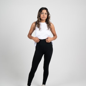 NEW STYLE - Organic Cotton Black Leggings: High Waist - Slim Fit - Non-Toxic Dyes