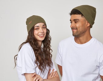 Organic Cotton Fisherman Beanie - Khaki - Ethical and Sustainable Unisex Clothing - Premium Quality - One Size