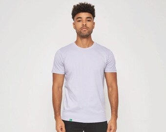 Camiseta masculina de algodão orgânico: lavanda claro, caimento regular