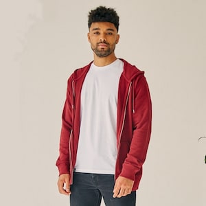 Women s Organic Cotton Zip up Hoodie Regular Fit Burgundy Light Weight Ethical and Sustainable Clothing Premium Quality Etsy