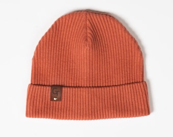 Orange Basic Beanie Cap, Acrylic Unisex Winter Beanie, Hatsquare