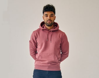Men's Organic Cotton Pullover Hoodie: Dark Rose - Regular Fit