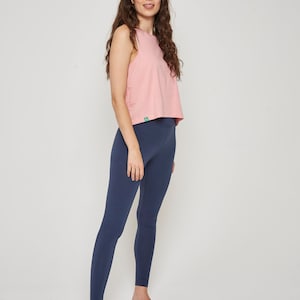 Navy Blue Organic Cotton Leggings Soft and Breathable Slim Fit Ethical and Sustainable Women's Clothing image 3