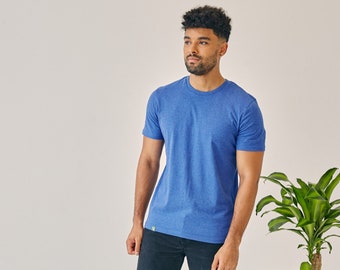 Men's Organic Cotton T-Shirt - Regular Fit - Blue Heather - Crew Neck - Ethical & Sustainable Clothing - Premium Quality