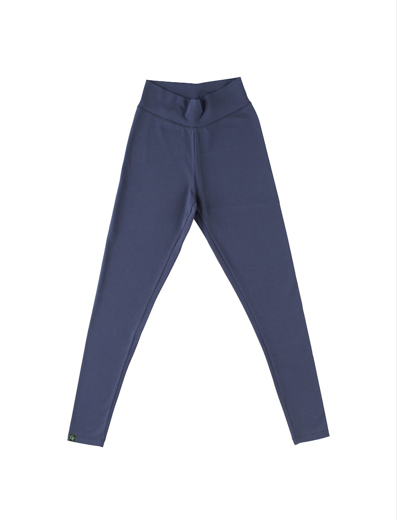 Navy Blue Organic Cotton Leggings Soft and Breathable Slim Fit Ethical and Sustainable Women's Clothing image 5