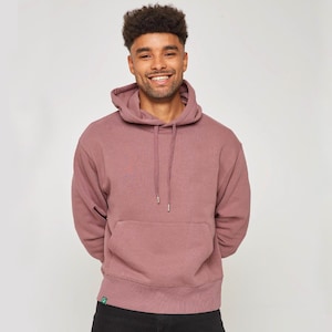 Men's Organic Cotton Pullover Hoodie - RELAXED FIT - Rose Brown - Hooded Top - Ethical and Sustainable Clothing - Premium Quality