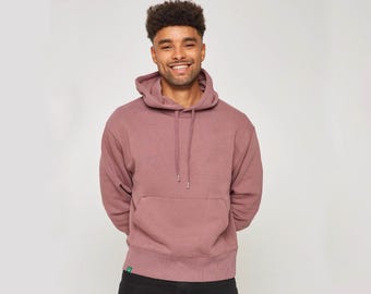 Men's Organic Cotton Pullover Hoodie: Rose Brown Relaxed Fit