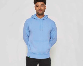 Men's Organic Cotton Vintage Wash Hoodie - Blue French Terry