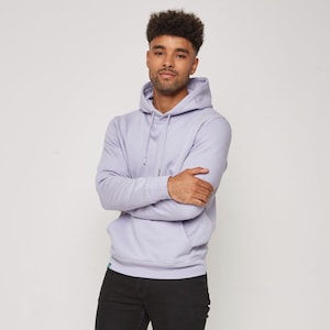 Men&#39;s Organic Cotton Pullover Hoodie - Regular Fit - Lavender - Hooded Top - Ethical and Sustainable Unisex Clothing - Premium Quality