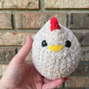 Crochet Chicken Plushie, Speckled Brown and White