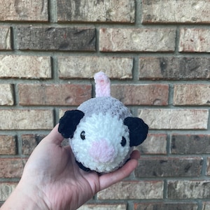 Crochet Opossum Plushies, Light Grey