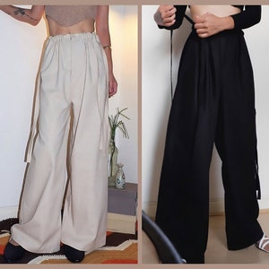 Womans Tie Linen Pants Suitable for various occasions, Stylish and comfortable Premium quality linen fabric. zdjęcie 1