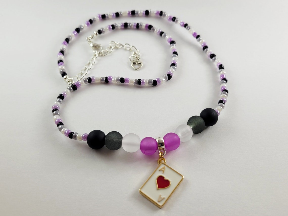 Ace Pride Beaded Necklace Asexual Pride Flag Jewelry Ace Etsy