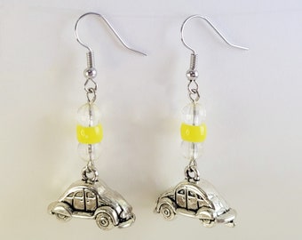 Punch Buggy Yellow Drop Earrings | Volkswagen Beetle Dangle Earrings | Emma Swan's Yellow Bug