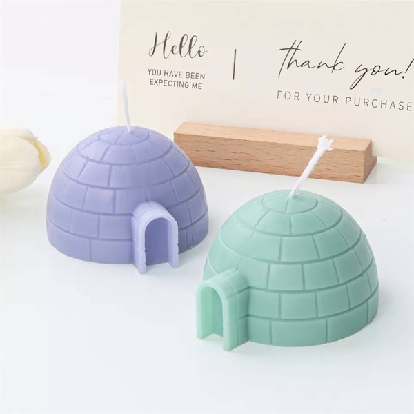 Gran signo de casa iglú casa de hielo inuit vela de silicona haciendo molde idea velas adorno de Navidad chocolate caramelo gelatina molde invierno temática