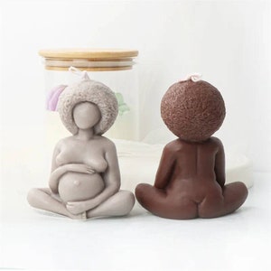 Female figure big Silicone mold chocolate candy candle making molds goddess beautiful black woman poc candles aesthetic pregnant afro hair