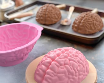 Large Halloween mold realistic human brain food-grade Silicone mold candle baking cake chocolate making Halloween spooky season goth Gothic